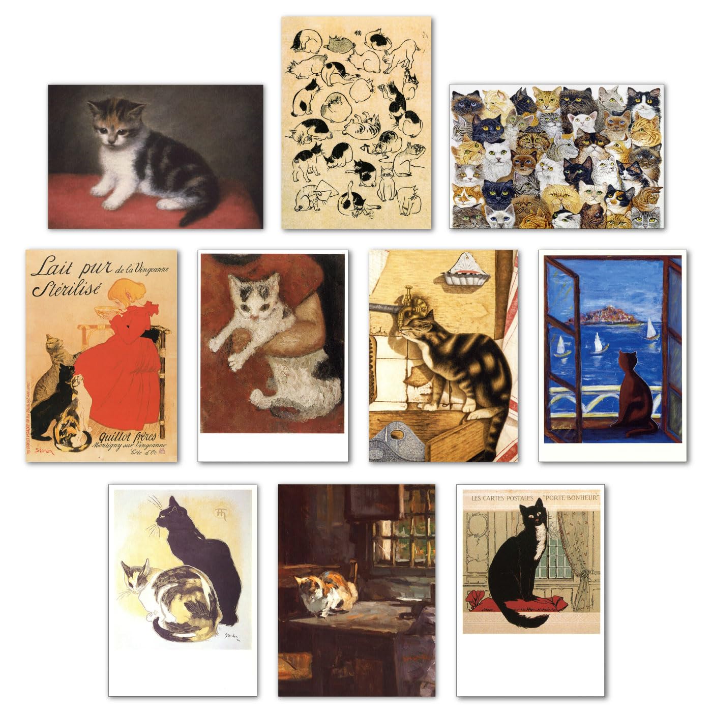 Amazon | 【正規輸入品】ポストカード アート10柄セット「猫/ネコ